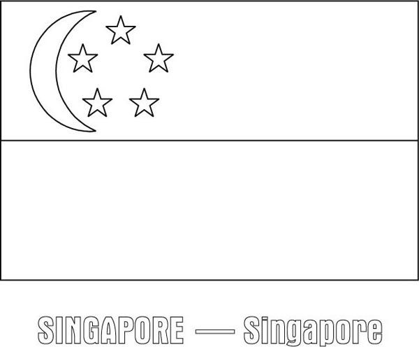 Nation flag of singapore coloring page