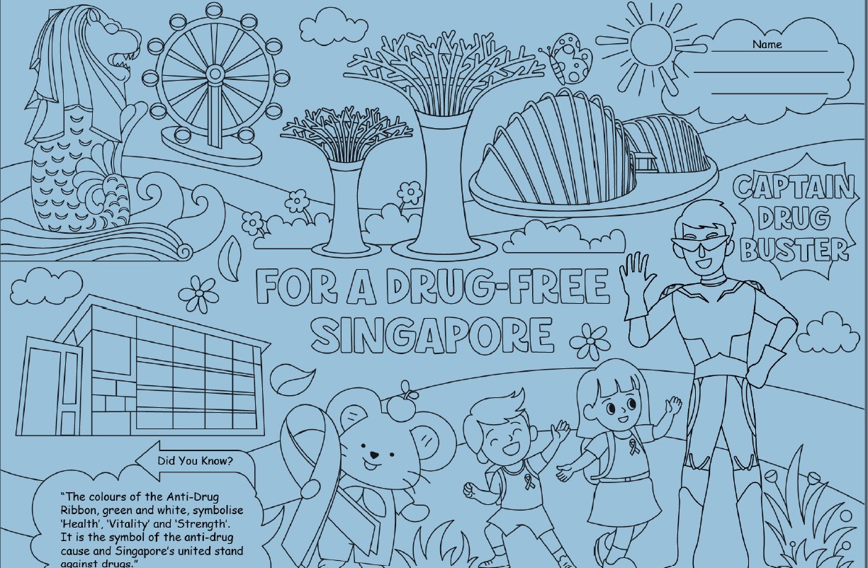 Central narcotics bureau of singapore pde colouring sheet