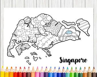 Singapore colouring page singapore map poster mandala coloring adult coloring book printable mandala zentangle coloâ singapore coloring books singapore map