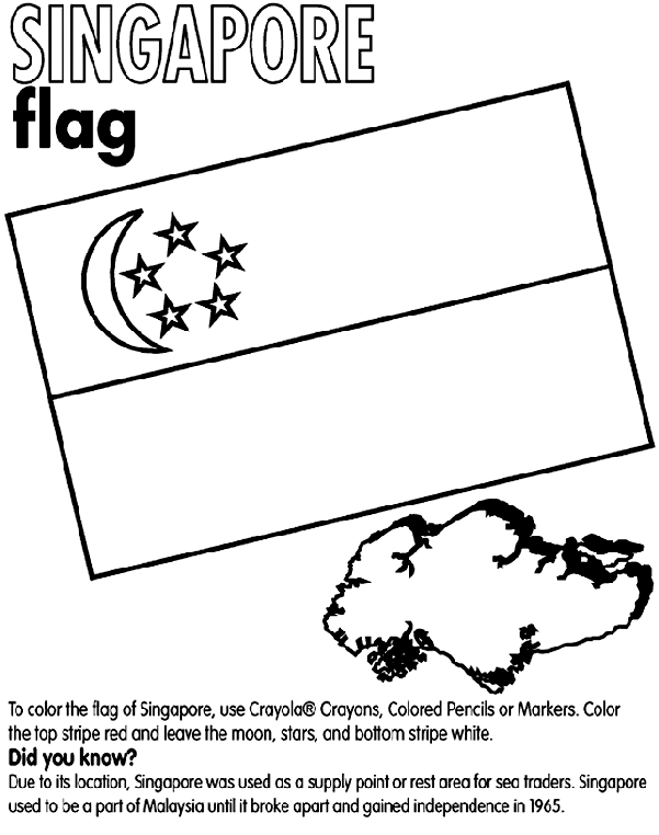 Use crayola crayons colored pencils or markers to color the flag of singapore color the top stripe red the resâ singapore flag coloring pages singapore map