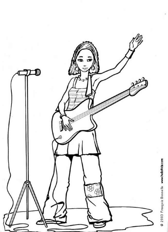 Singer with guitar coloring pages