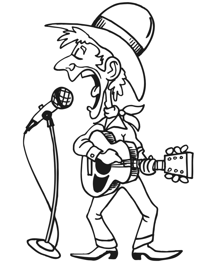 Country singer coloring page