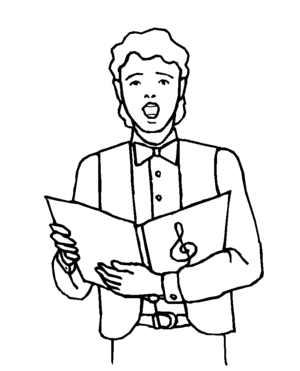 Choral boy singer coloring page