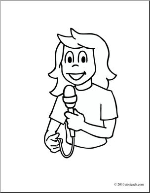 Clip art girl singing coloring page i