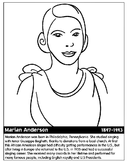 Singer marian anderson coloring page