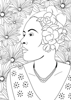 Billie holiday jazz singer coloring page womens history month resource