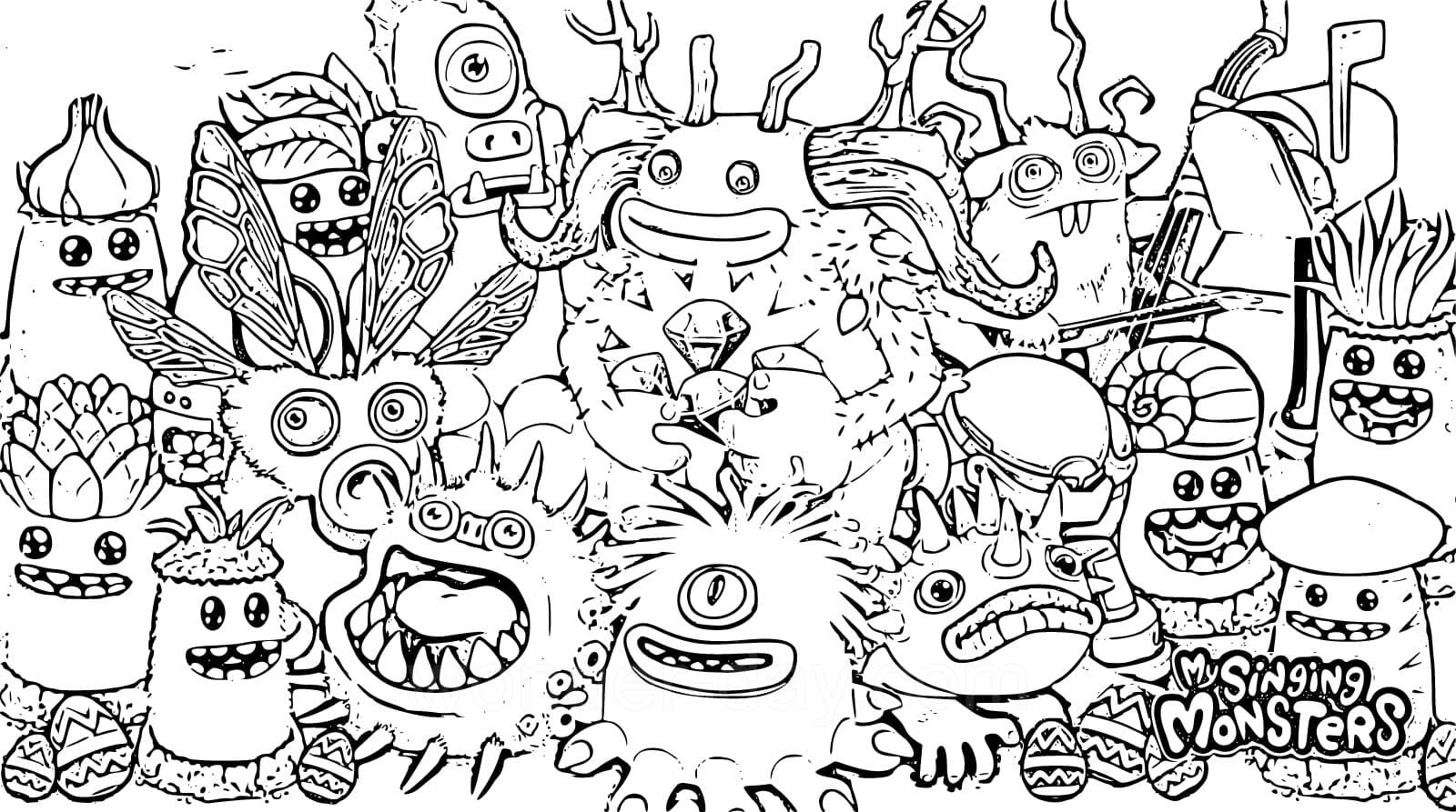 My singing monsters coloring pages wonder day â coloring pages for children and adults