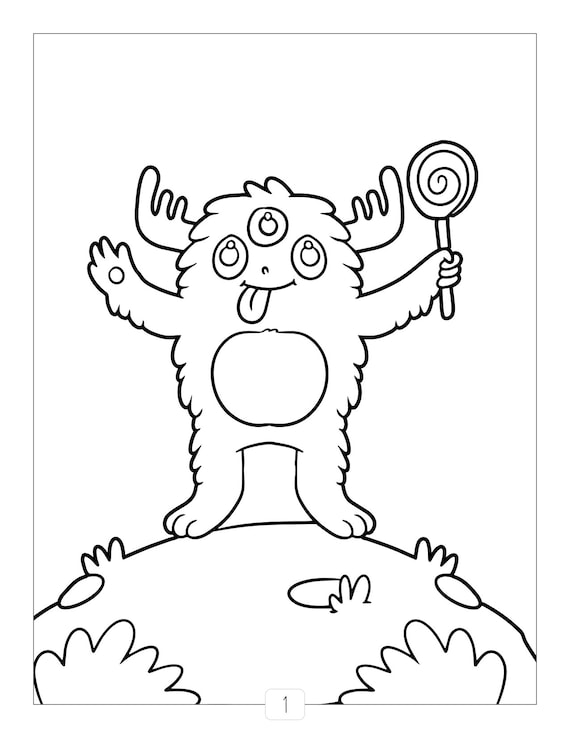 Printable super cute monster coloring pages instant download print at homecraft supplies relaxation create art color