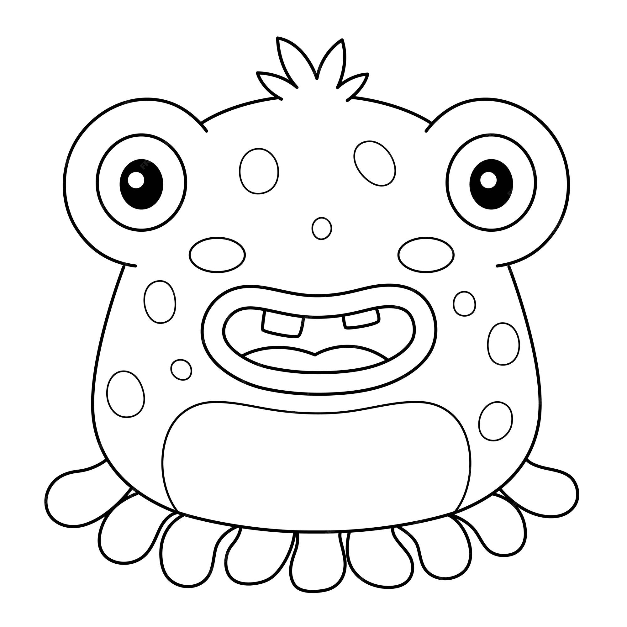 Premium vector monster fish coloring page for kids