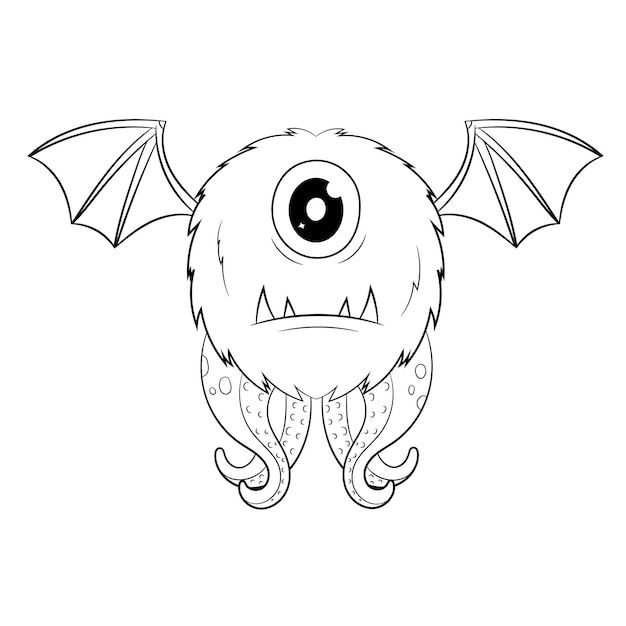 Premium vector kawaii monster coloring page