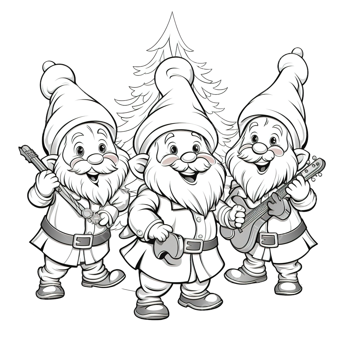 The dwarfs are singing christmas carols coloring book page for kids christmas coloring funny christmas coloring png transparent image and clipart for free download