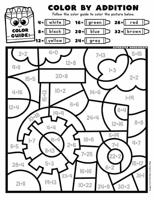 Addition color by number