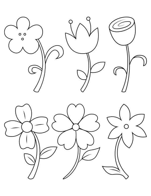 Printable easy flower coloring page