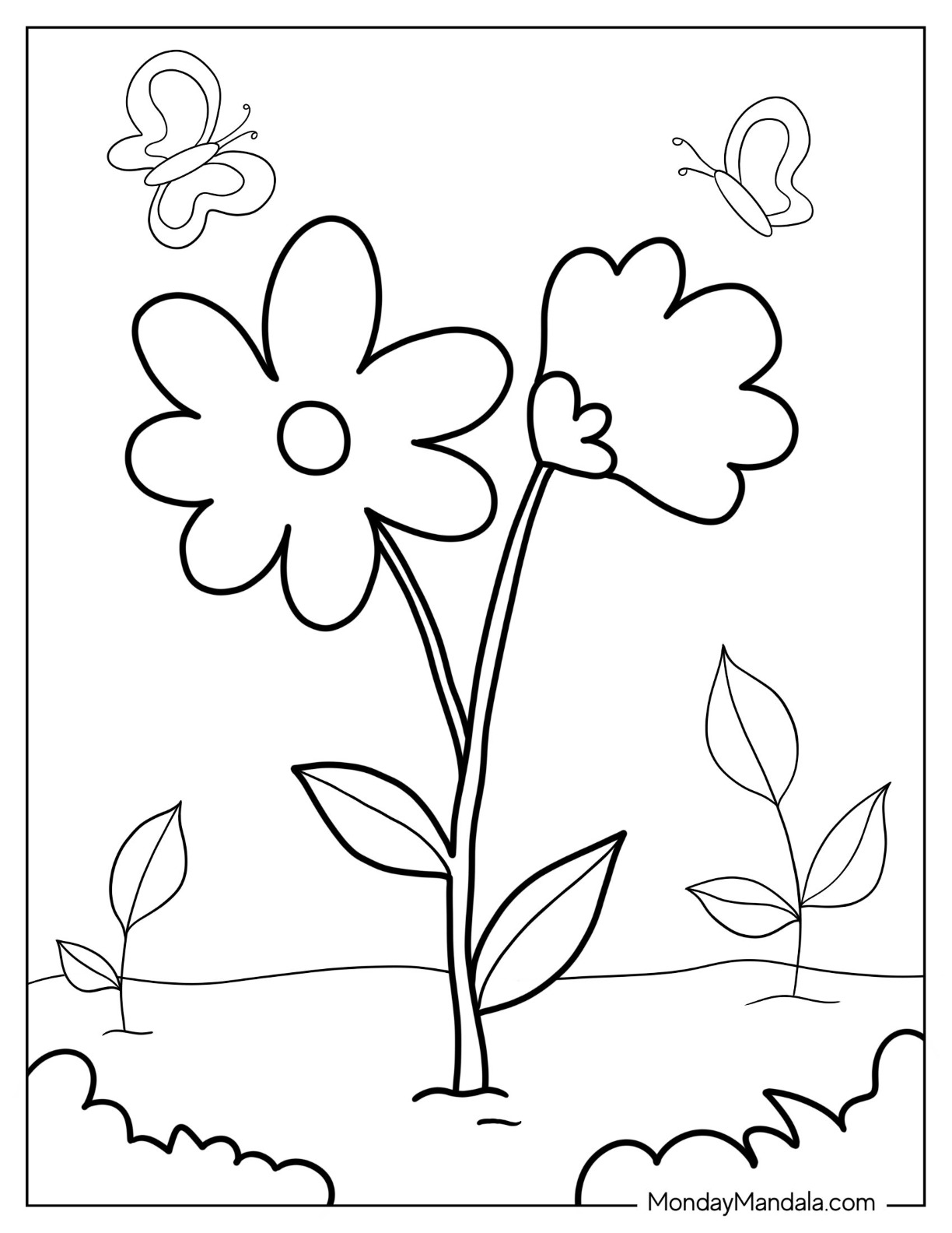 Flower coloring pages free pdf printables