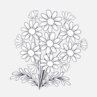 Single flower coloring pages vectors illustrations for free download