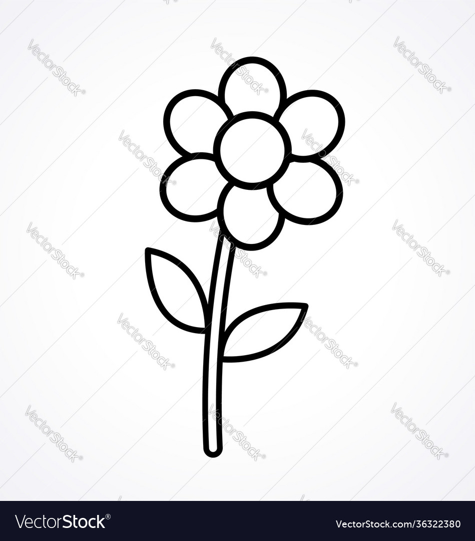 Simple cartoon flower coloring book royalty free vector