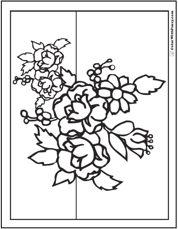 Flower coloring pages â tulips roses lilies daisies bouquets