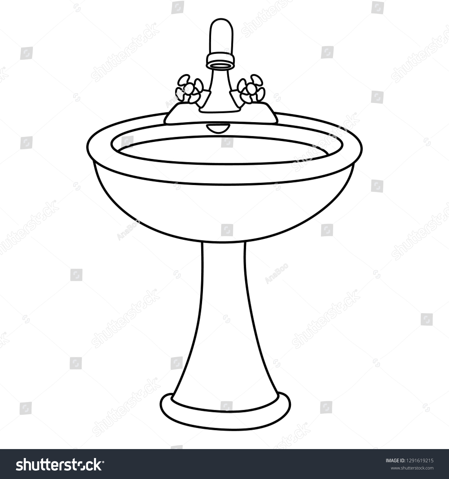 Bathroom related objects cartoon illustration sink stock vector royalty free