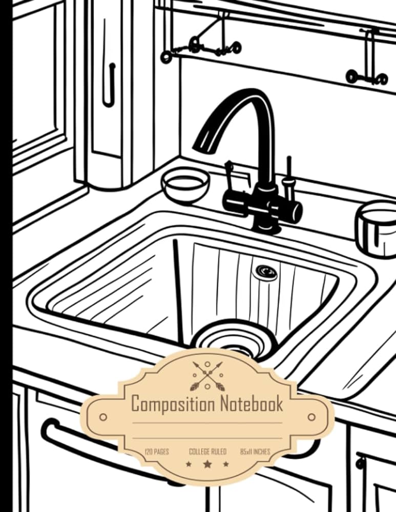 Composition notebook college ruled a simple kitchen sink coloring page perfect for coloring fun size x inches pages sutherland xanthe books