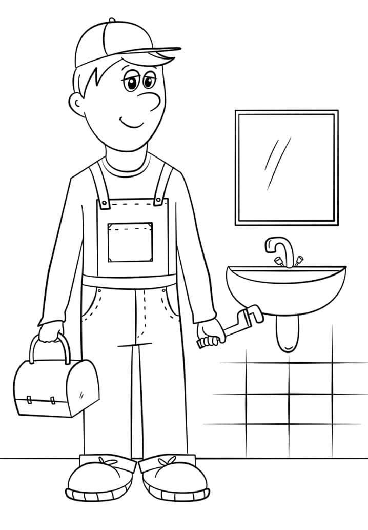 Munity helper plumber coloring page