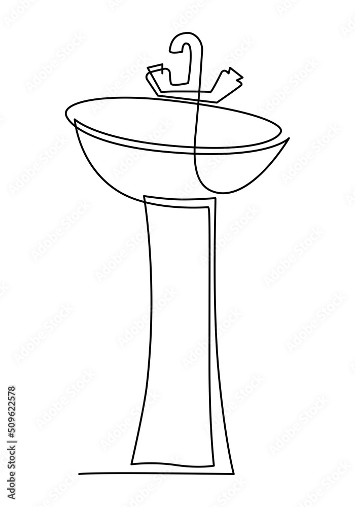 Sink tulip for washing hands in the bathroomvector illustration continuous line drawing vector