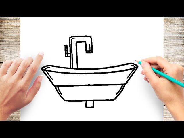 How to draw bathroom sink step by step