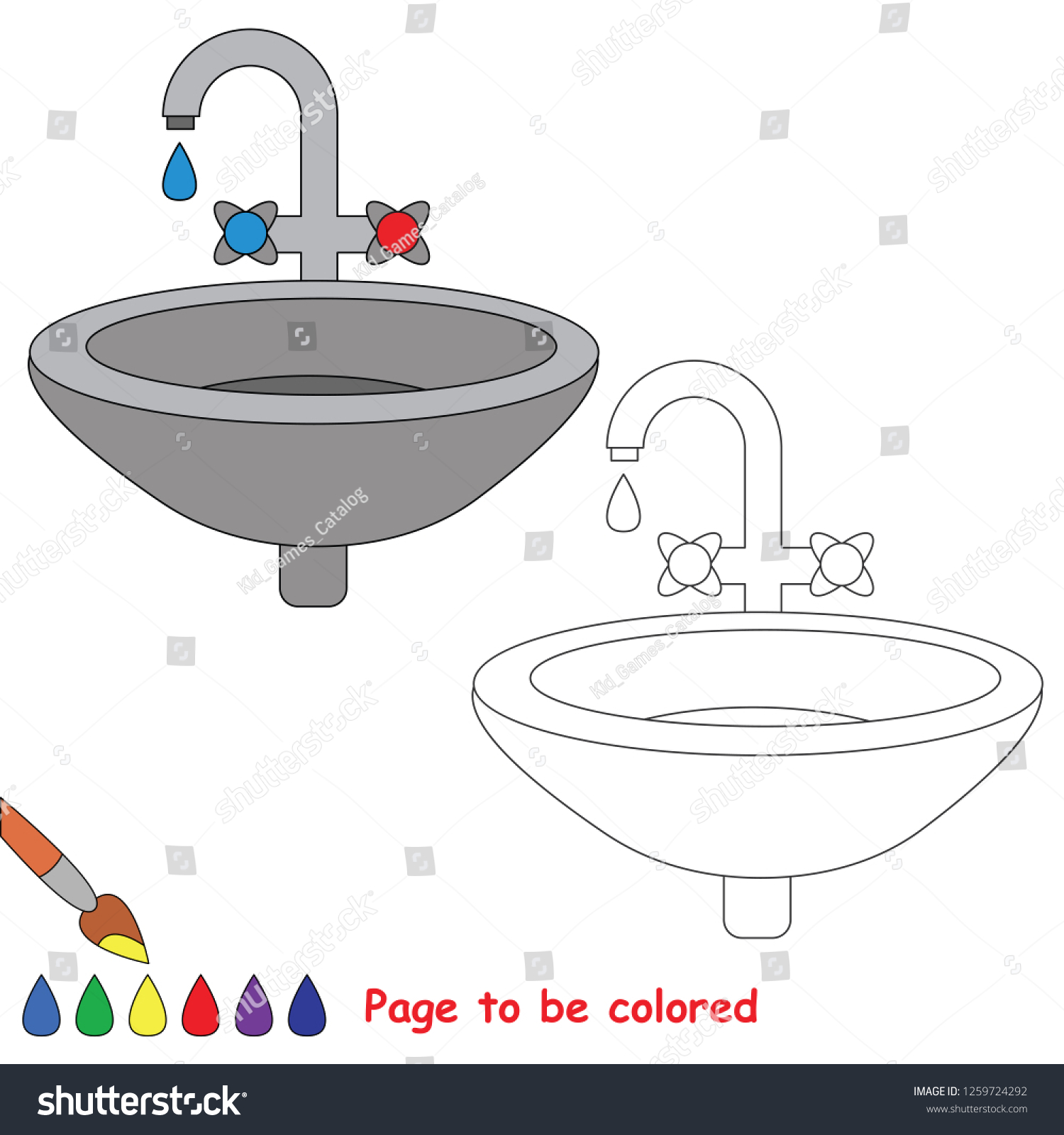 Metal sink be colored coloring book stock vector royalty free