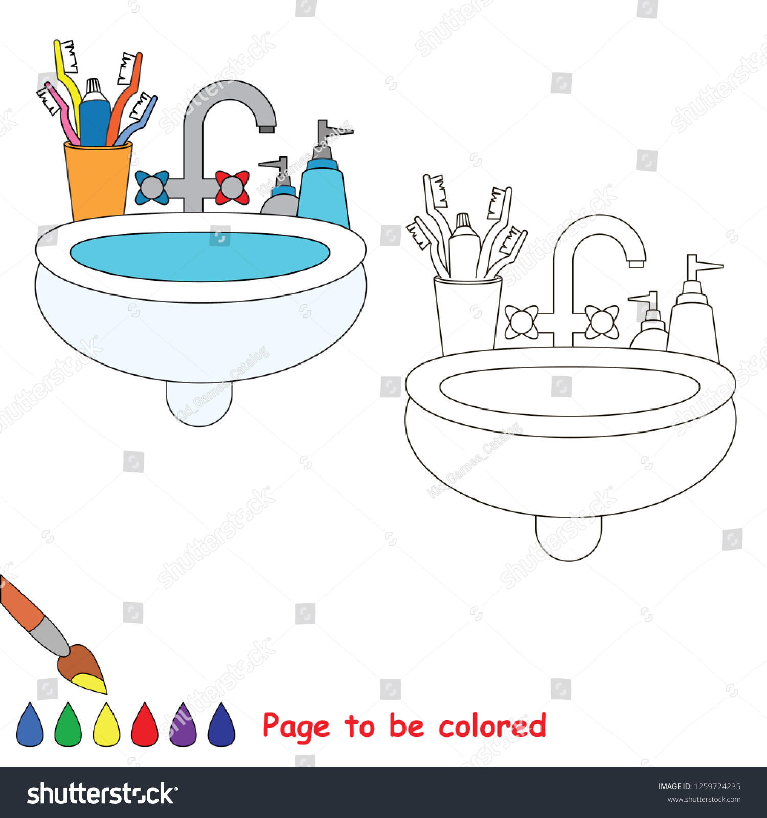 Bath sink be colored coloring book stock vector royalty free