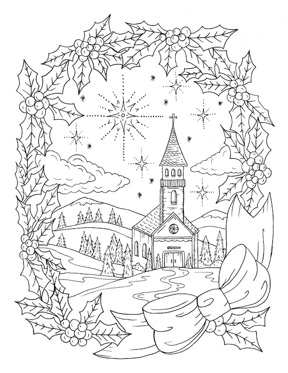 Christmas coloring page instant download adult coloring christian