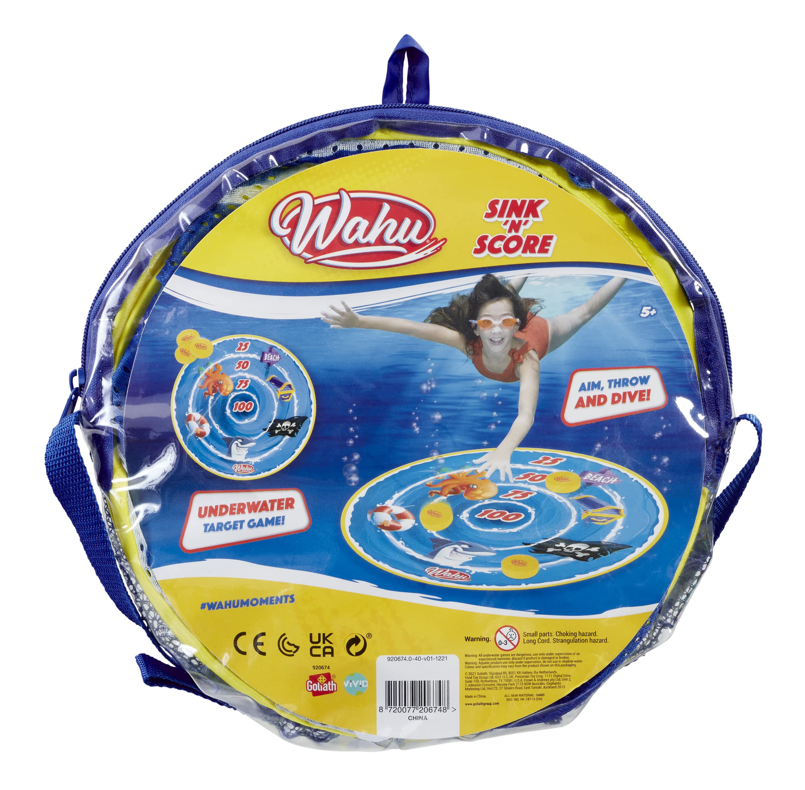 Wahu sink n score underwater dart pool game for kids ages swimming pool diving toy set with target darts and carry bag multicolor toys games