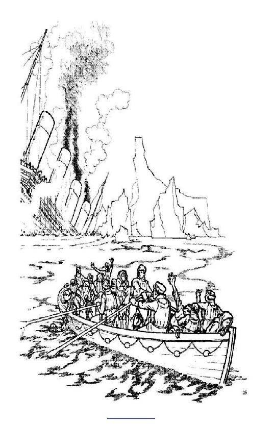 Online coloring pages boat coloring the sinking of the titanic and the people on the boat the titanic