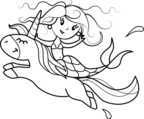 Dibujo de sirena y unicornio para colorear dibujos para colorear imprimir gratis