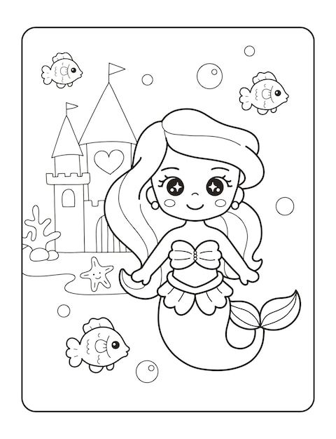 Dibujo de sirenita a mano para colorear premium vector freepik vector sirena hadâ pãginas para colorear lindas sirena para colorear mano para colorear