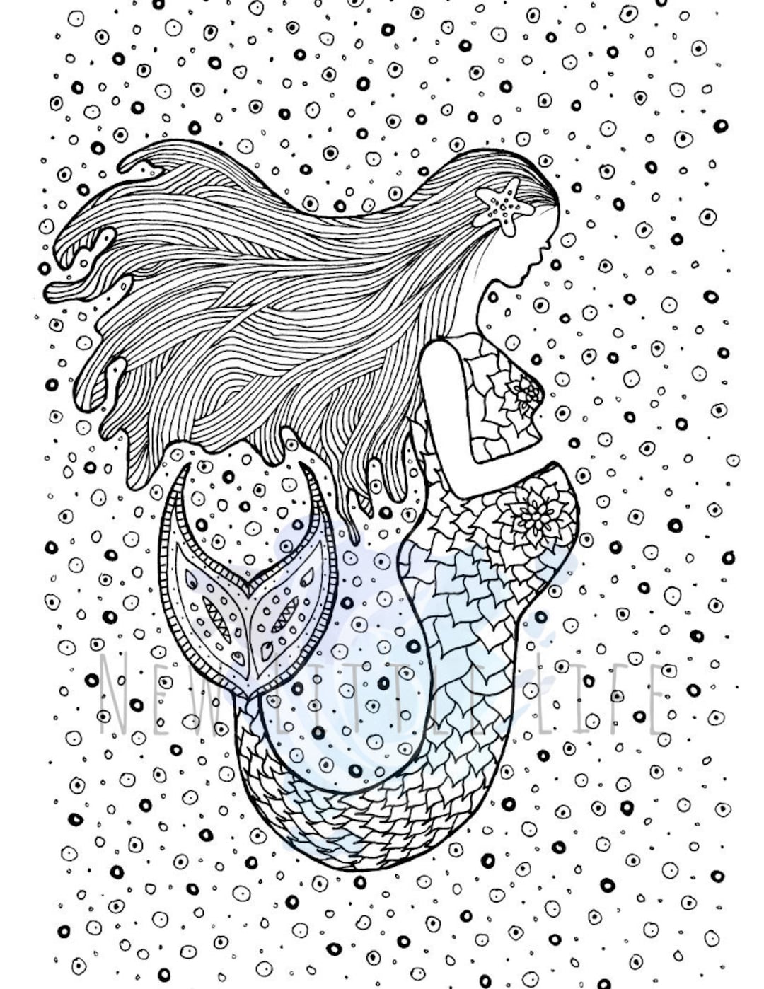 Pãgina para colorear embarazada de sirena descarga digital arte de nacimiento coloraciãn para adultos sirena mandala pãgina para colorear embarazo sirena embarazada