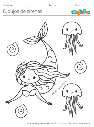 Sirenas para colorear descargar dibujos de sirenas en pdf gratis