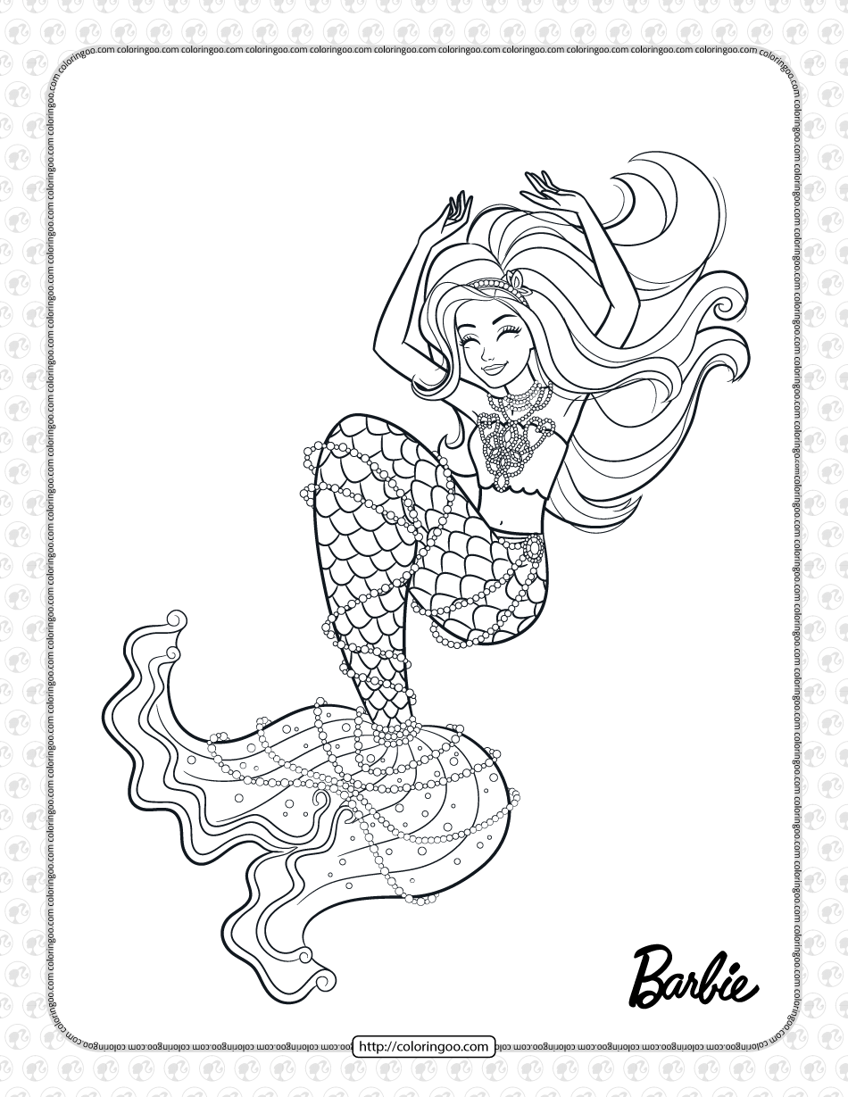 Printable mermaid barbie coloring page for girls barbie coloring pages mermaid coloring book barbie coloring