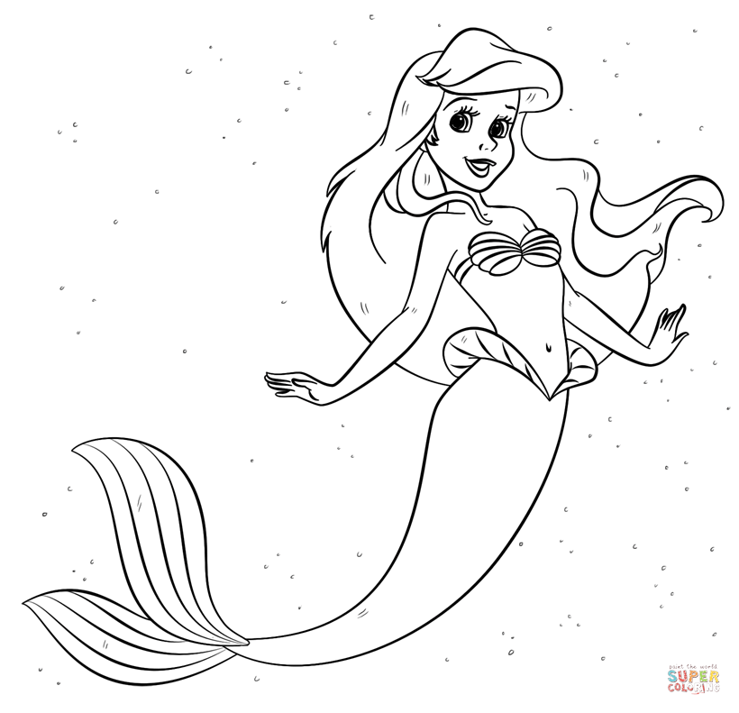 Ariel from the little mermaid coloring page free printable coloring pages