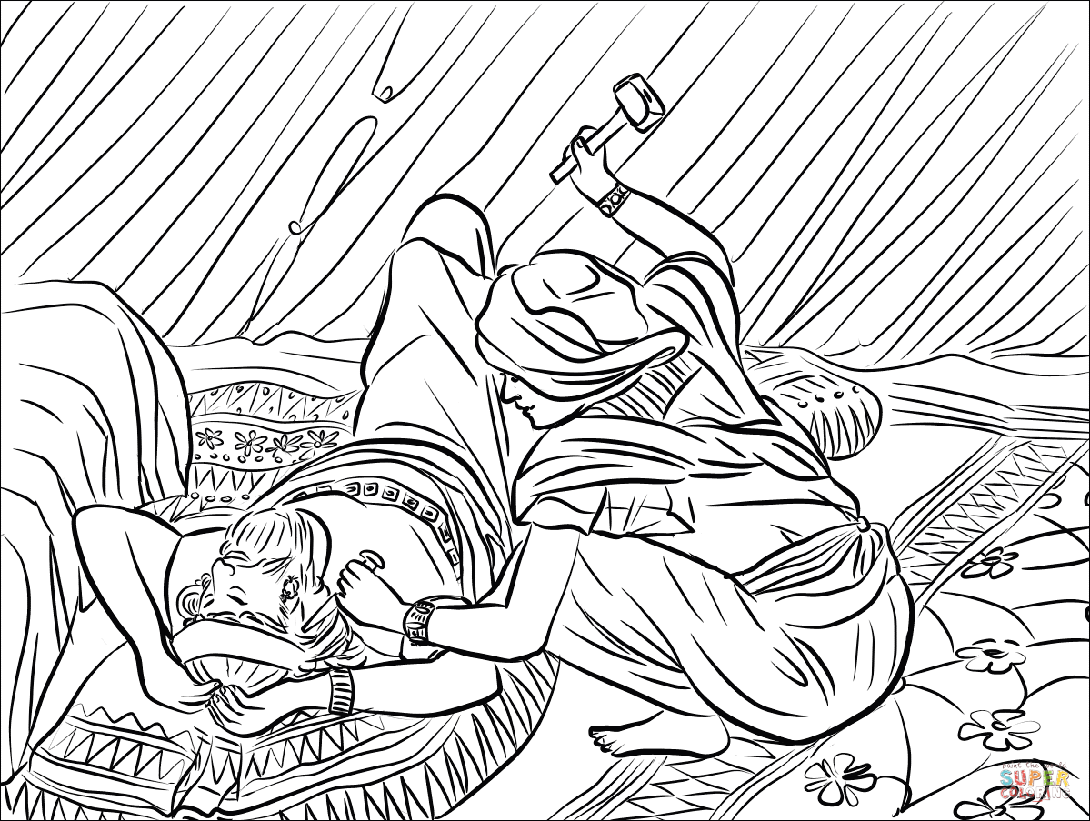 Jael smote sisera and slew him coloring page free printable coloring pages