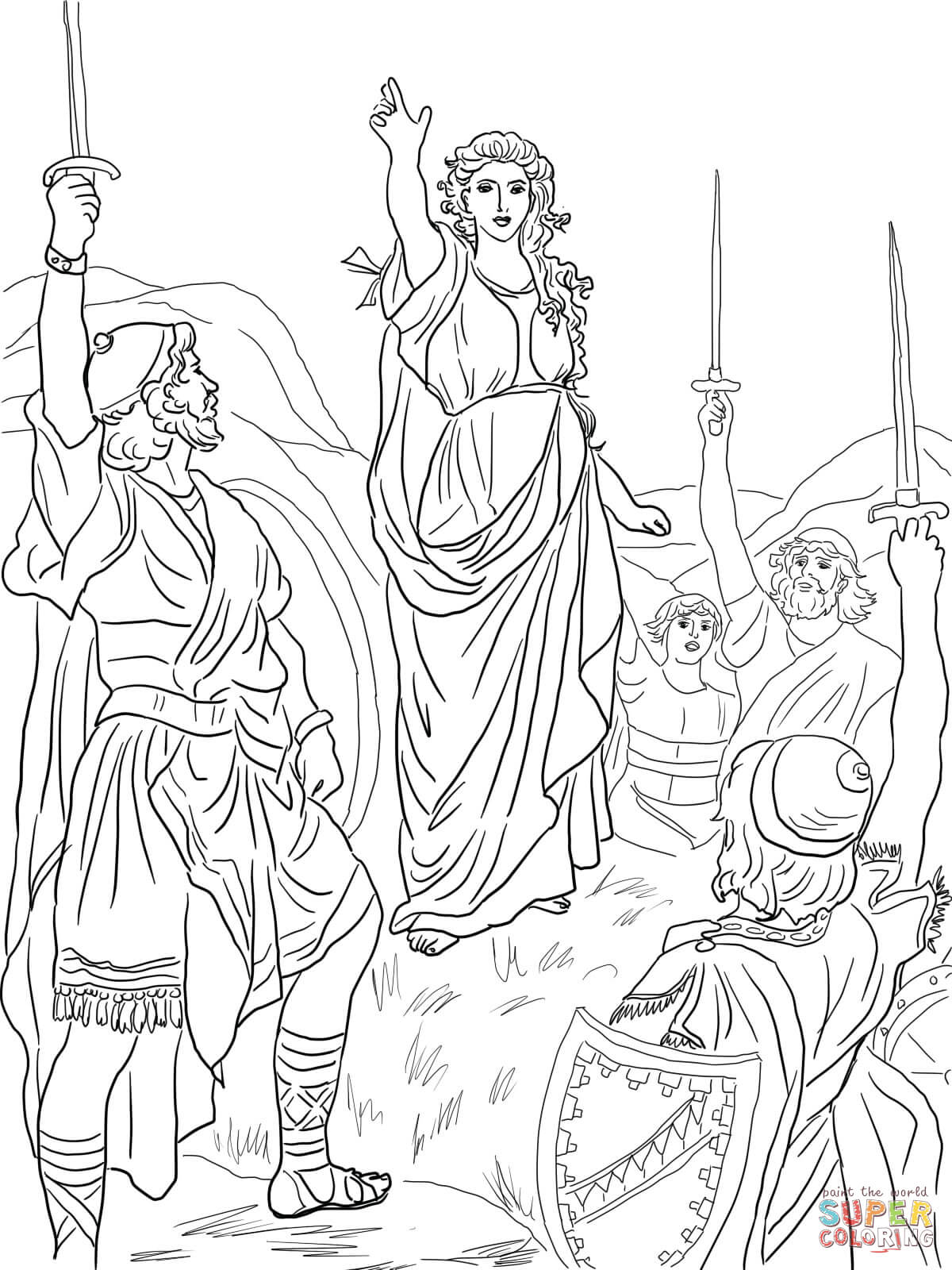 Deborah leads israel coloring page free printable coloring pages