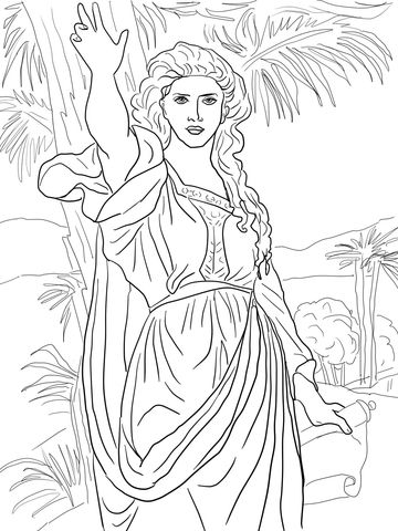 Deborah obeys god coloring page from deborah the prophetess category select from printable craftsâ bible coloring pages bible coloring christian coloring