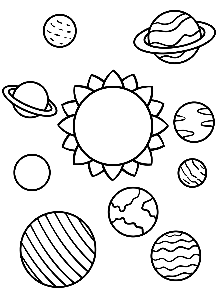 Pãgina para colorir de planetas do sistema solar para impressão