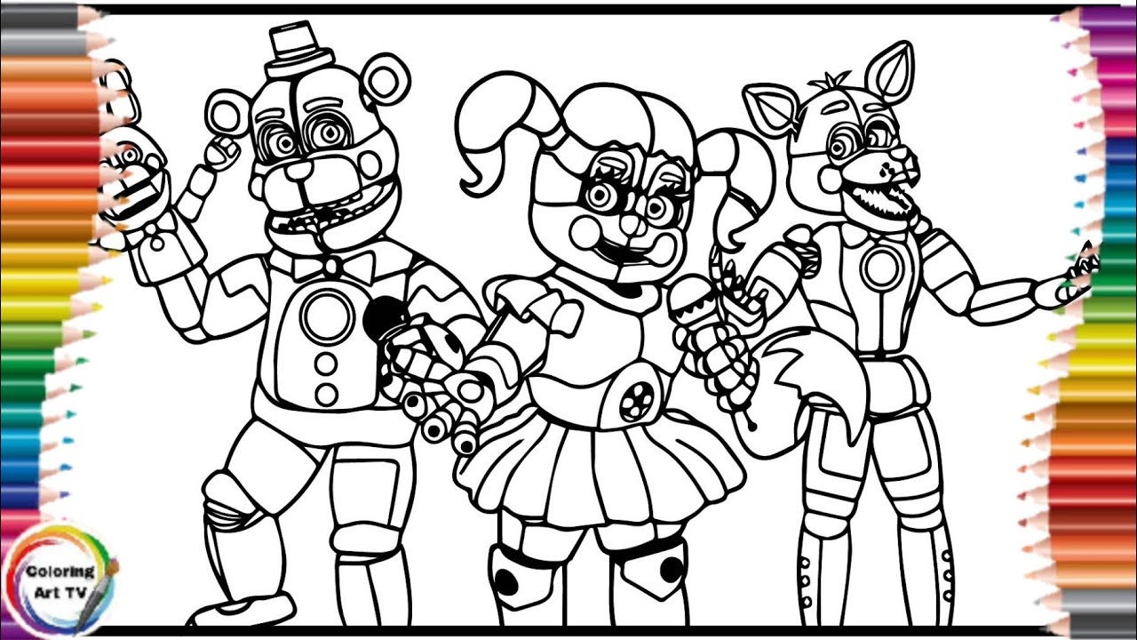 Five nights at freddys new coloring pages how to color all main characters from fnaf