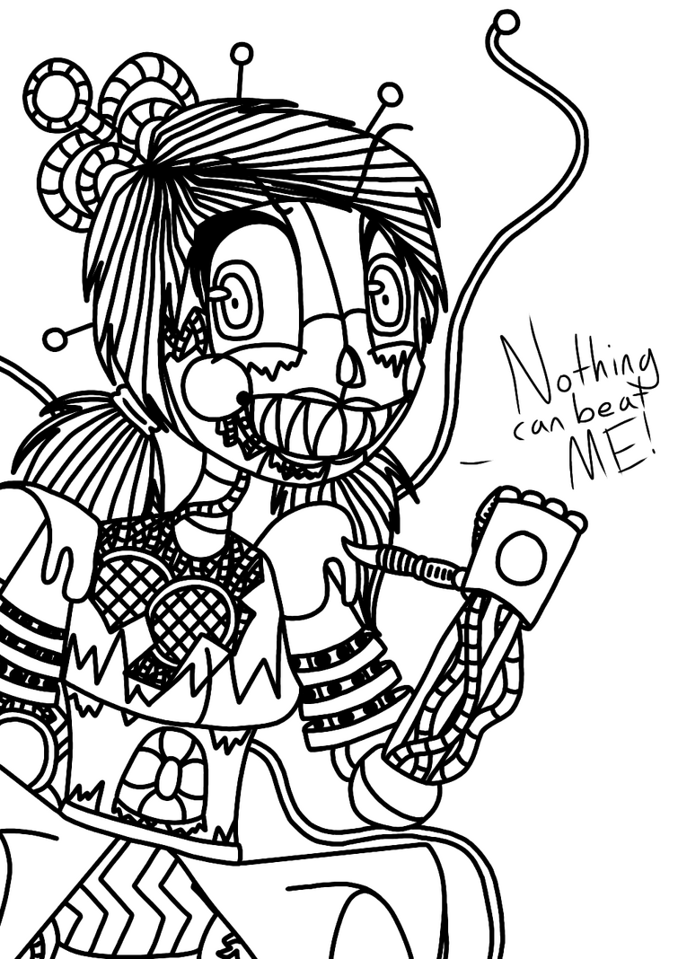 Cuphead styled scrap baby coloring page