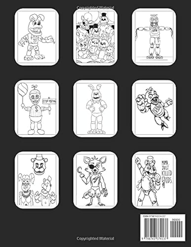 Five nights at freddys coloring book coloring pages for kids and adults amazing drawings fnaf all characters original design keshta books books