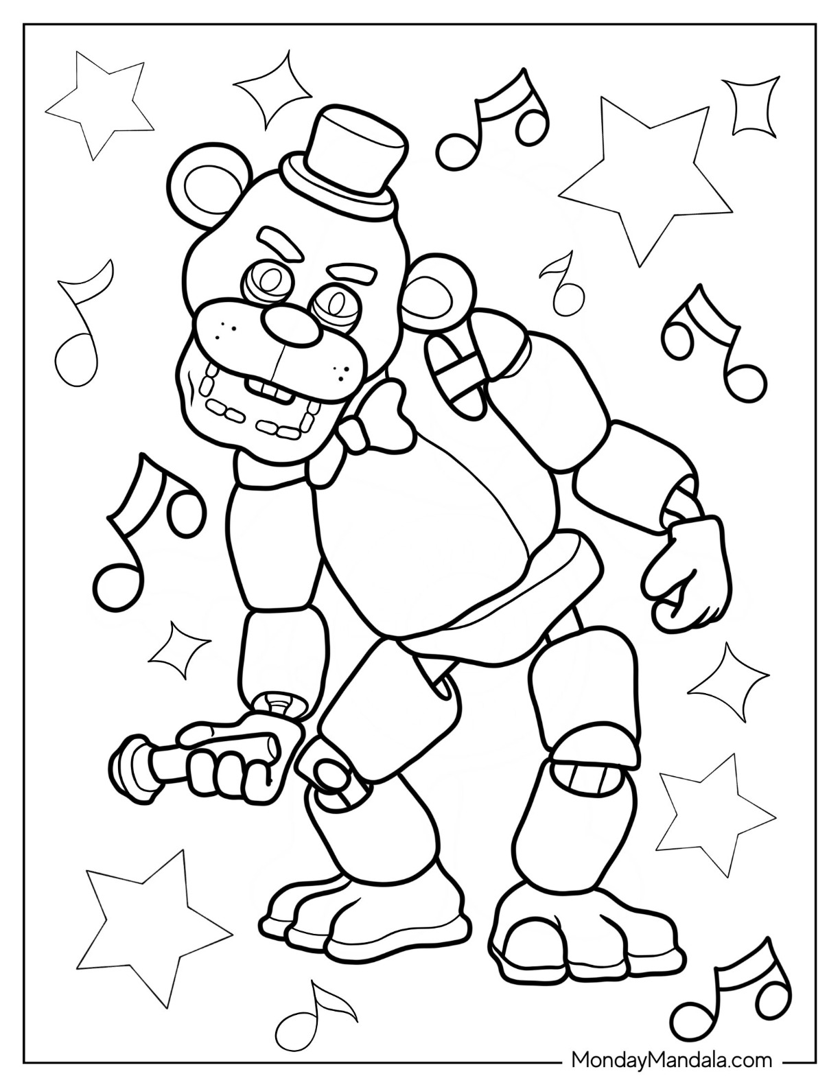 Five nights at freddies coloring pages free pdf printables