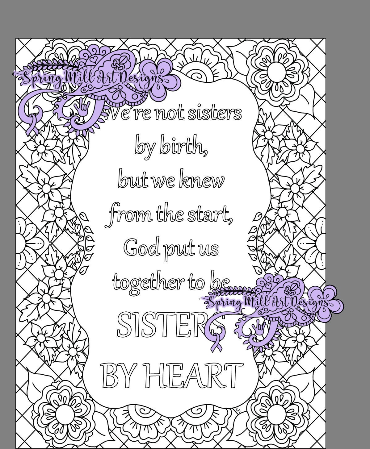 Sisters at heart printable coloring pagefor those as close as sisters