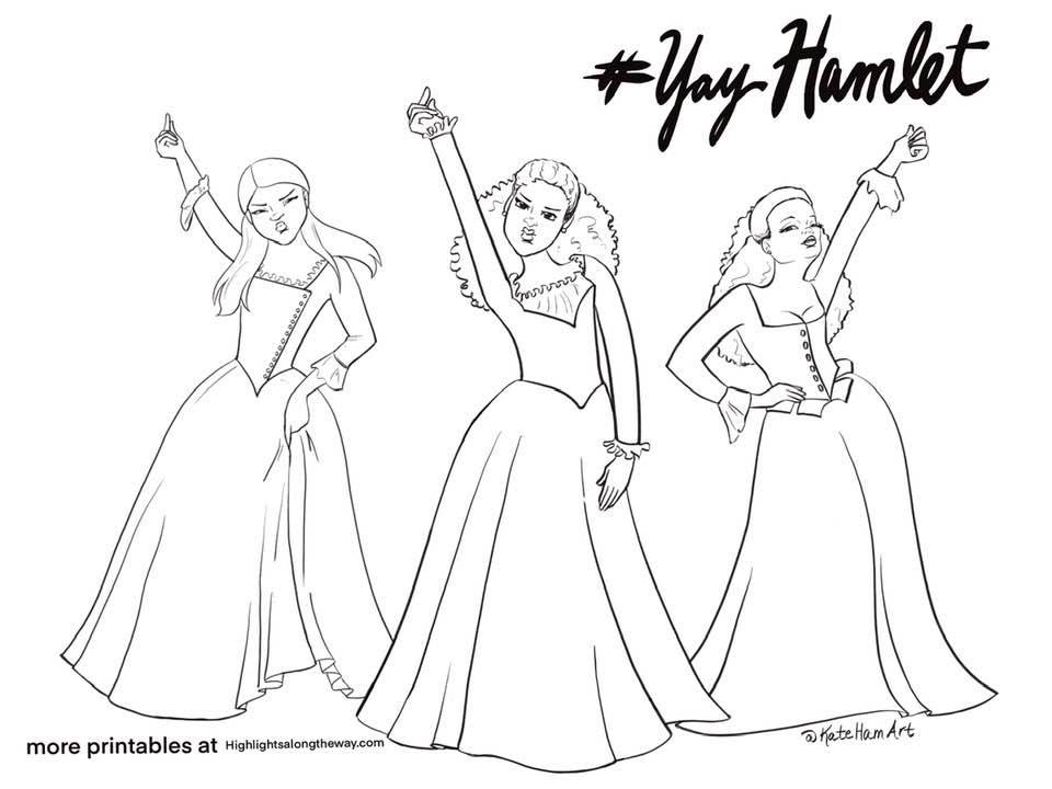 Hamilton schuyler sisters free printable coloring sheet