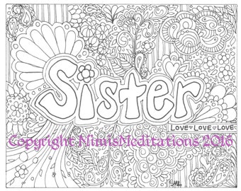 Adult coloring page sister