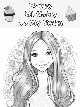 Happy birthday to my sister coloring pages pages by varaporn