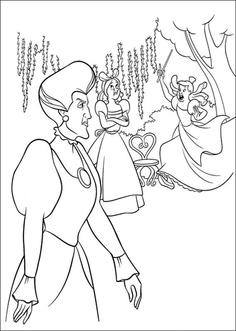 Cinderellas stepmother and two sisters coloring page free printable coloring pages